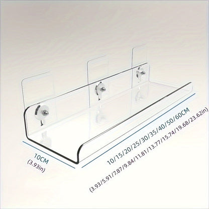 Skorter | Acrylic Shelf - Floating Hanging Shelf - Drill-Free Shower Shelf and Storage Shelf