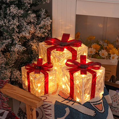 Skorter | GlowBox LED Gift Boxes – Set of 3 Illuminated Christmas Gifts for Indoor and Outdoor