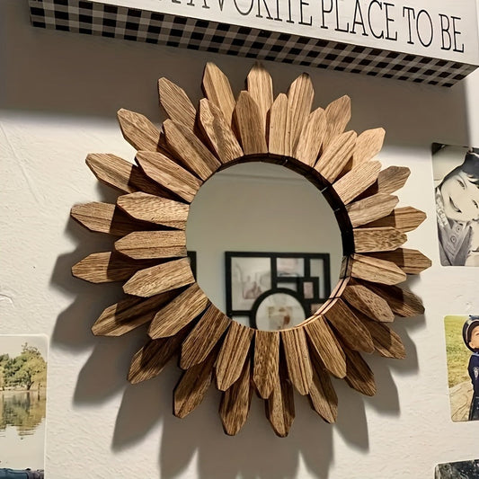 Skorter | 1 Piece Bohemian Sunflower Mirror - Brushed Wall Mirror, Decorative Mirror