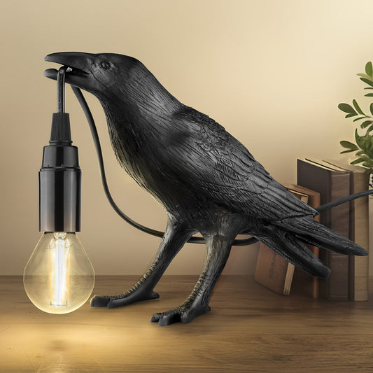 Skorter | RavenLight - Black Raven Table Lamp, USB-Powered, Harsh Lamp for Living Room and Bedroom