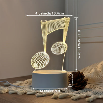Skorter | LumiNote - Acrylic Music Note Night Light, 3D LED Frame, USB-Powered