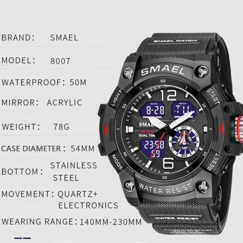 Skorter | Men's waterproof sports wristwatch with date and multifunction LED alarm stopwatch