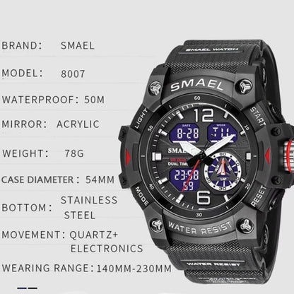 Skorter | Men's waterproof sports wristwatch with date and multifunction LED alarm stopwatch