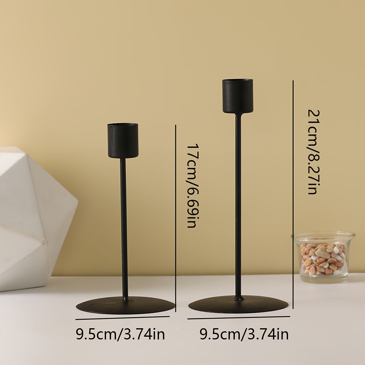 Skorter | 2 Pieces Metal Candle Holders – Table Decoration for Dinner, Wedding, and Holidays