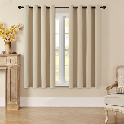 Skorter | Blackout Curtains - 2 Pieces Modern Polyester Curtains with Thermal Insulation and Rings