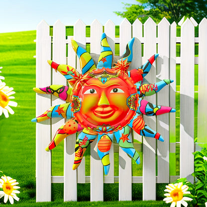 Skorter | 2024 Large Happy New Year Sun Face Iron Wall Art - Outdoor & Indoor Decor, Circular Design, Indoor Space Decoration, Eid Al-Adha Mubarak Gift - Durable, Weather Resistant, Easy to Hang