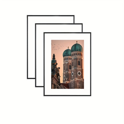 Skorter | 3-piece Photo Frame Set - For wall and table display, Ideal for home decor and gifts, Black, Elongated