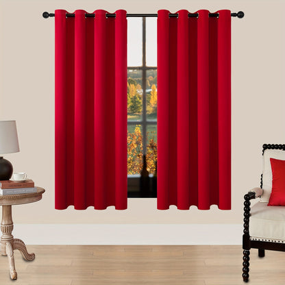 Skorter | Blackout Curtains - 2 Pieces Modern Polyester Curtains with Thermal Insulation and Rings