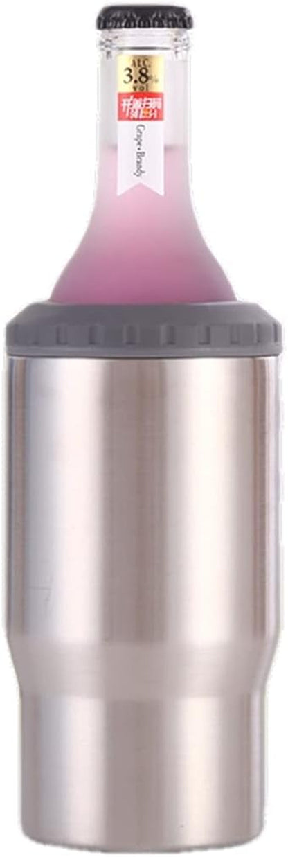 Skorter | 4 in 1 stainless steel can/bottle insulator, 14Oz two-way lid SUS insulated can cooler, beer bottle holder (Black)