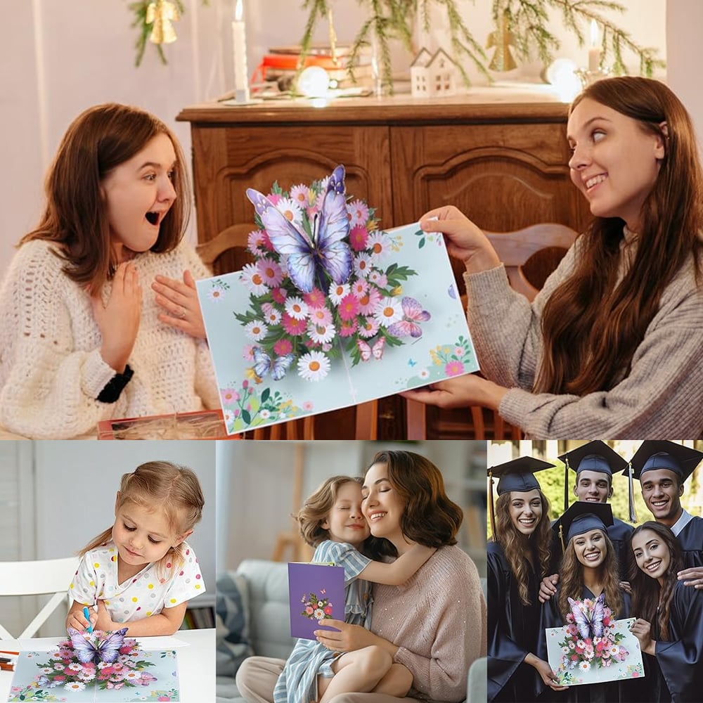 Skorter |  Vibrant 3D  Butterfly & Daisy Pop-Up Greeting Card