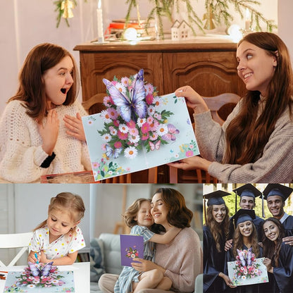 Skorter |  Vibrant 3D  Butterfly & Daisy Pop-Up Greeting Card