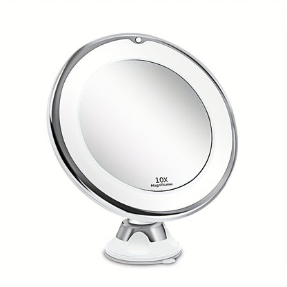 Skorter | JESLED 10X Magnifying Mirror with 360° Rotation and Suction Cup – Illuminated Travel Mirror for Home and Table Use