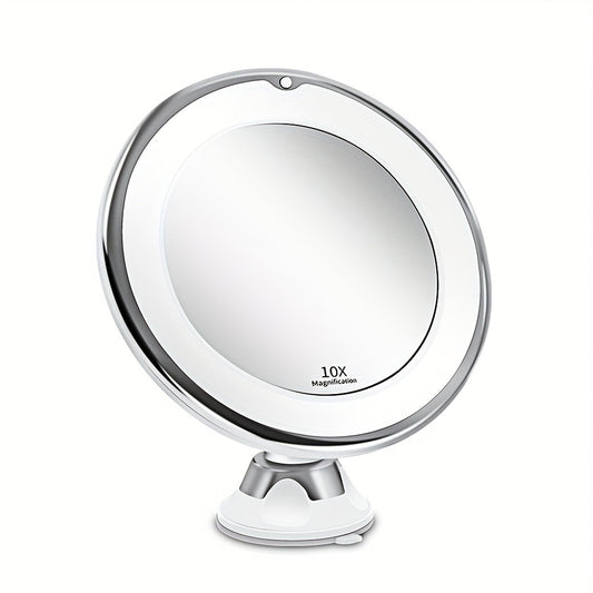 Skorter | JESLED 10X Magnifying Mirror with 360° Rotation and Suction Cup – Illuminated Travel Mirror for Home and Table Use