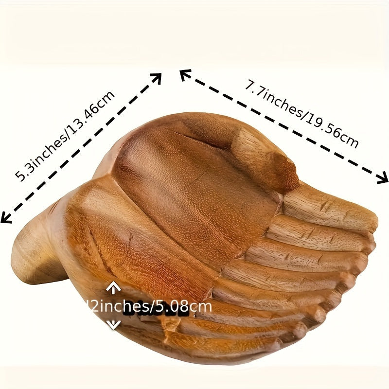 Skorter | CrystalWood - Wooden Hand Bowl with Crystal Accents for Dresser Organization