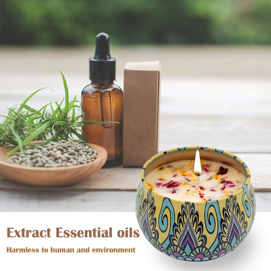 Skorter | 4-part Scented Candle Set - Relaxing Scents: Jasmine, Sandalwood, Canglan, Rose - Perfect for Relaxation, Yoga, and Gifts