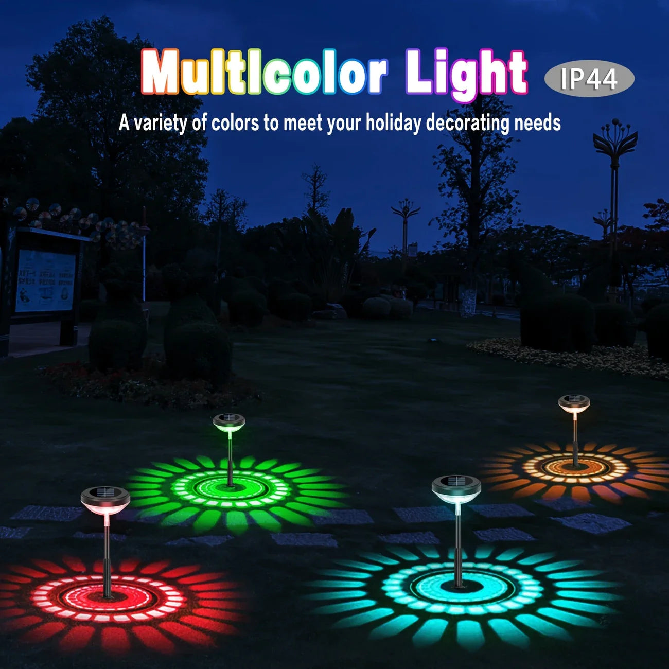 Skorter | Solar Garden Lamp with Color Change – LED Garden Lighting for Outdoor Use with Flower Pattern