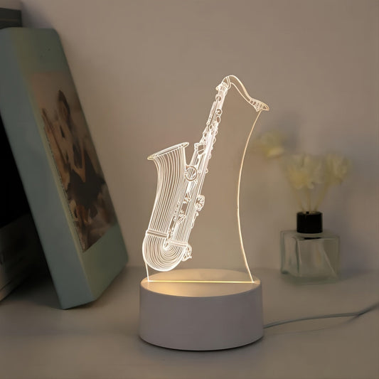Skorter | SaxGlow - 3D Saxophone LED Night Light, USB-Powered Table Lamp