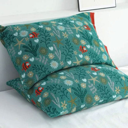 Skorter | Coral Floral Cotton Pillow Sham – Breathable & Reversible