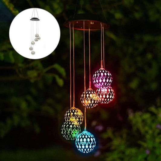 Skorter | Solar Metal Ball Wind Chime – Solar Powered LED Garden Decoration with Soothing Sounds