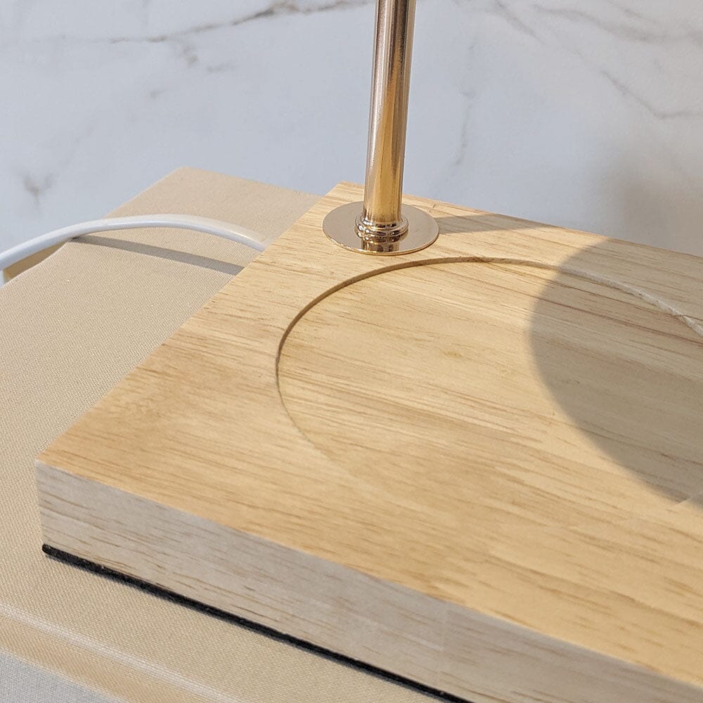 Skorter | Cali White & Gold Light Arm Warmers with Wood Base