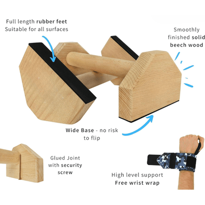 Skorter | Calisthenics Power Bars – Non-Slip Wooden Parallettes – Push-Ups, Dips & L-Sits – Stable & Ergonomic Training Equipment
