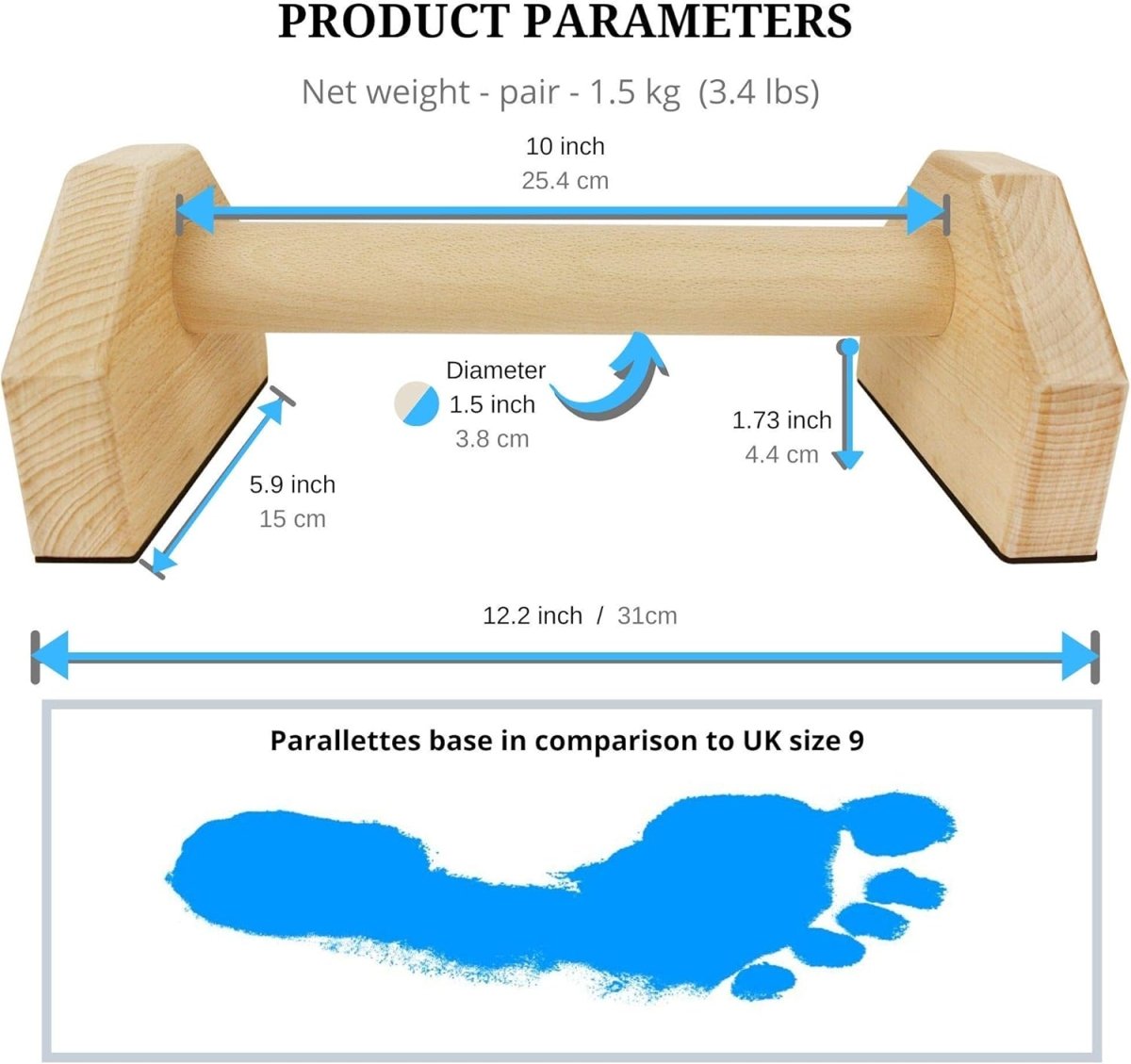 Skorter | Calisthenics Power Bars – Non-Slip Wooden Parallettes – Push-Ups, Dips & L-Sits – Stable & Ergonomic Training Equipment