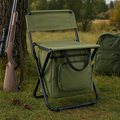 Skorter | ChillPack Outdoor Chair – Folding Camping Chair with Backrest and Integrated Cooler Bag