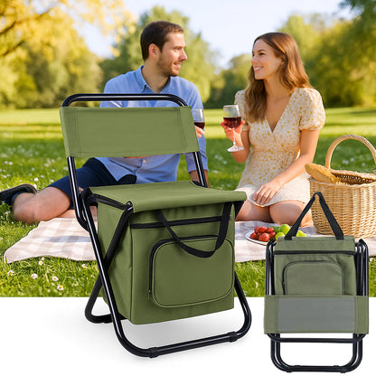 Skorter | ChillPack Outdoor Chair – Folding Camping Chair with Backrest and Integrated Cooler Bag