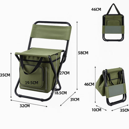 Skorter | ChillPack Outdoor Chair – Folding Camping Chair with Backrest and Integrated Cooler Bag