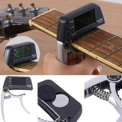 Skorter | Capo & Tuner "TuneGrip" – 2-in-1 Guitar accessory with LCD screen