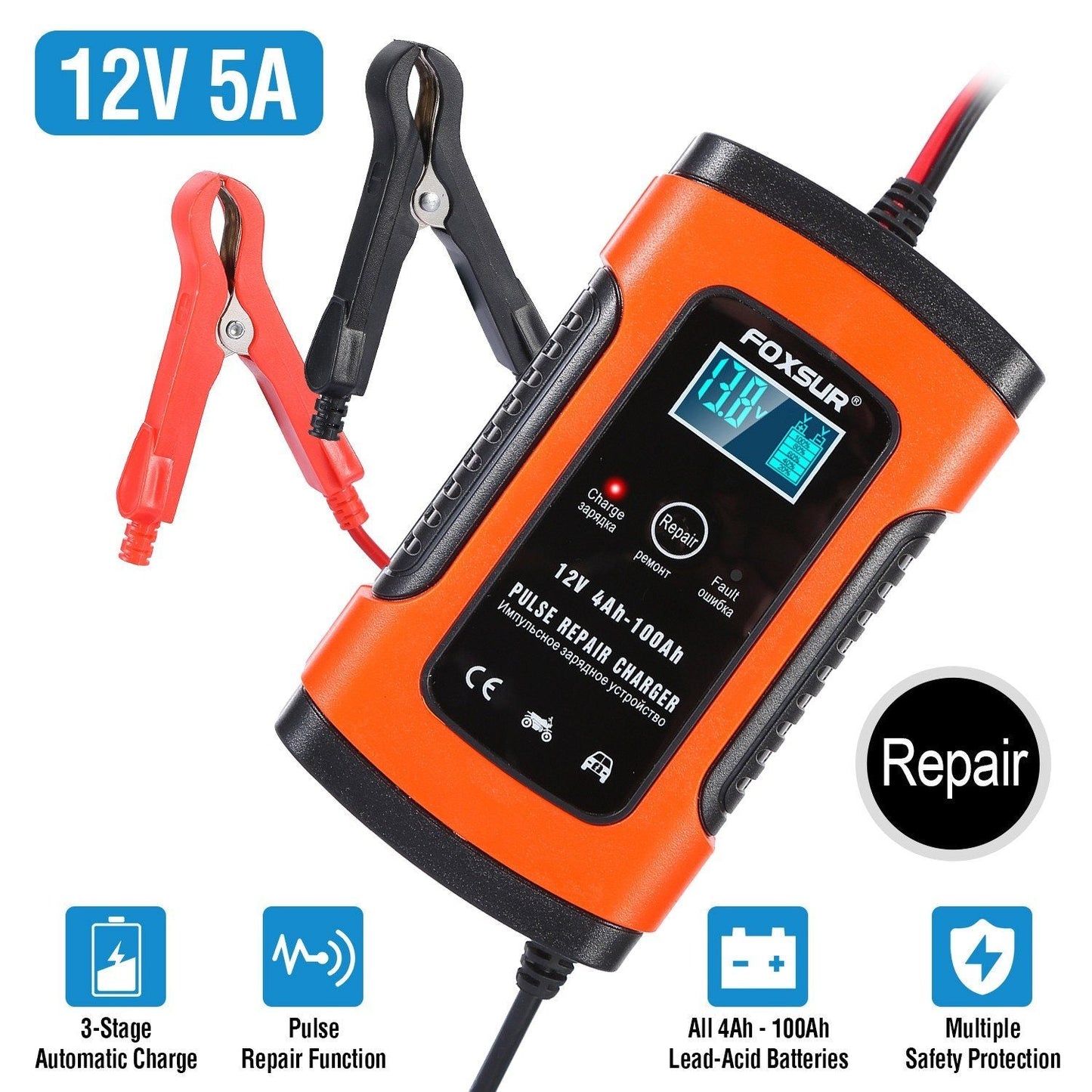 Skorter | Car Battery Charger 12V 5A Recovery Pulse Repair