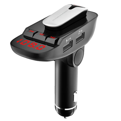 Skorter | Car FM transmitter with wireless earbud 2 USB charging ports