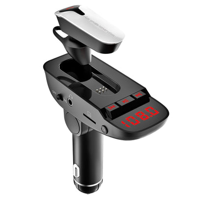 Skorter | Car FM transmitter with wireless earbud 2 USB charging ports