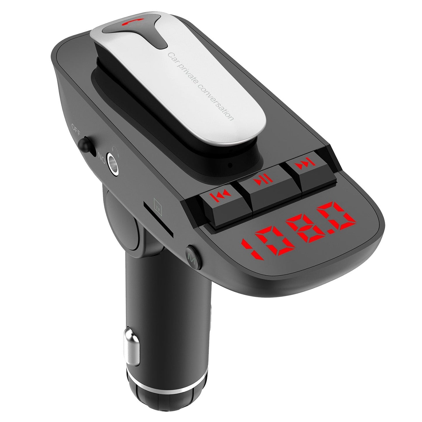 Skorter | Car FM transmitter with wireless earbud 2 USB charging ports
