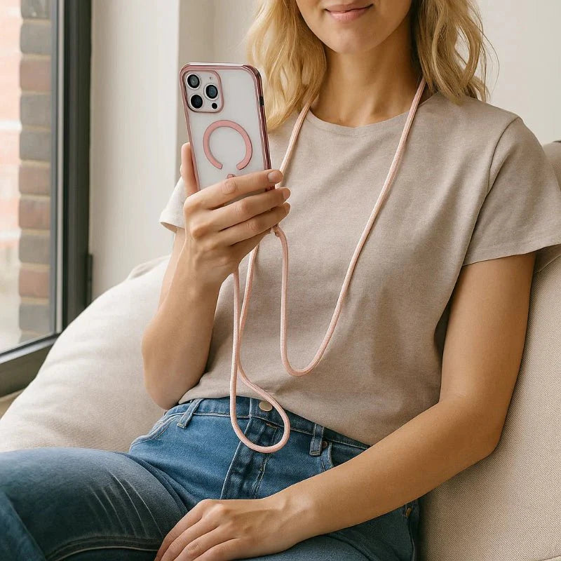 Skorter | CarryLink – Adjustable Phone Lanyard with Clear MagSafe Case