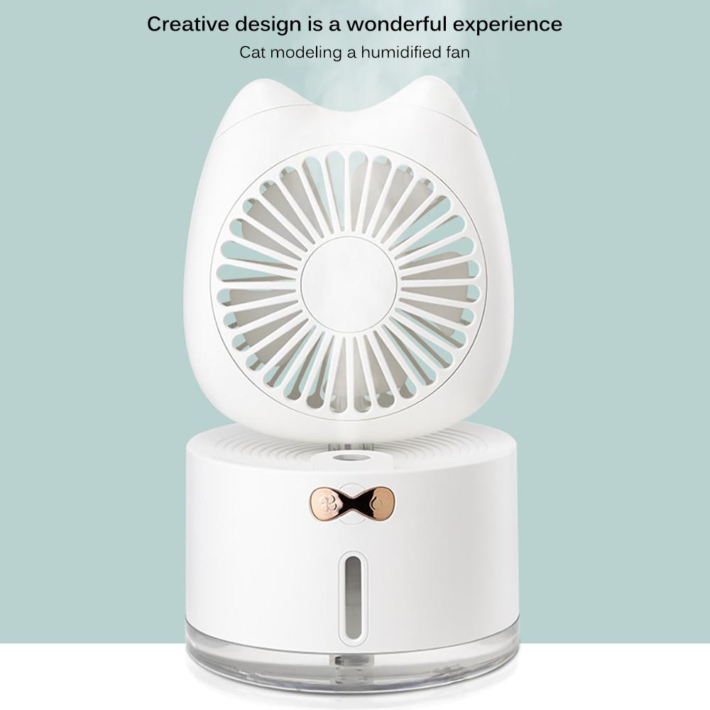 Skorter | Cartoon Cat Fan Humidifier USB Charging Desktop Silent Moisturizing Humidifier
