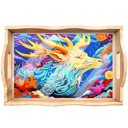 Skorter | DIY Diamond Painting Wooden Tray Food Tray with Handle Living Room Decoration Mandala Wooden Tray Kit