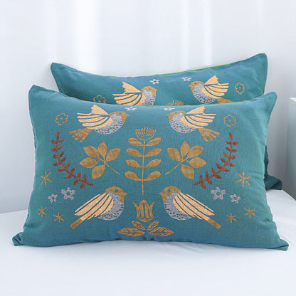 Skorter | Boho Flower Bird Cotton Gauze Pillowcases (2pcs)