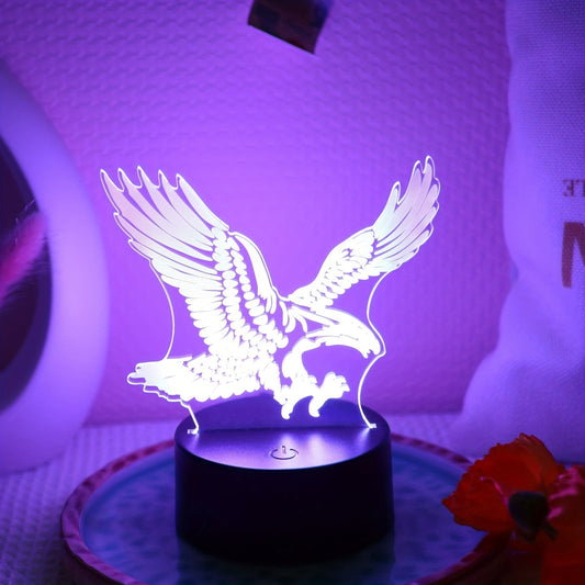 Skorter | EagleLight - 3D LED Night Light with Touch Control, 7 Colors USB Table Lamp