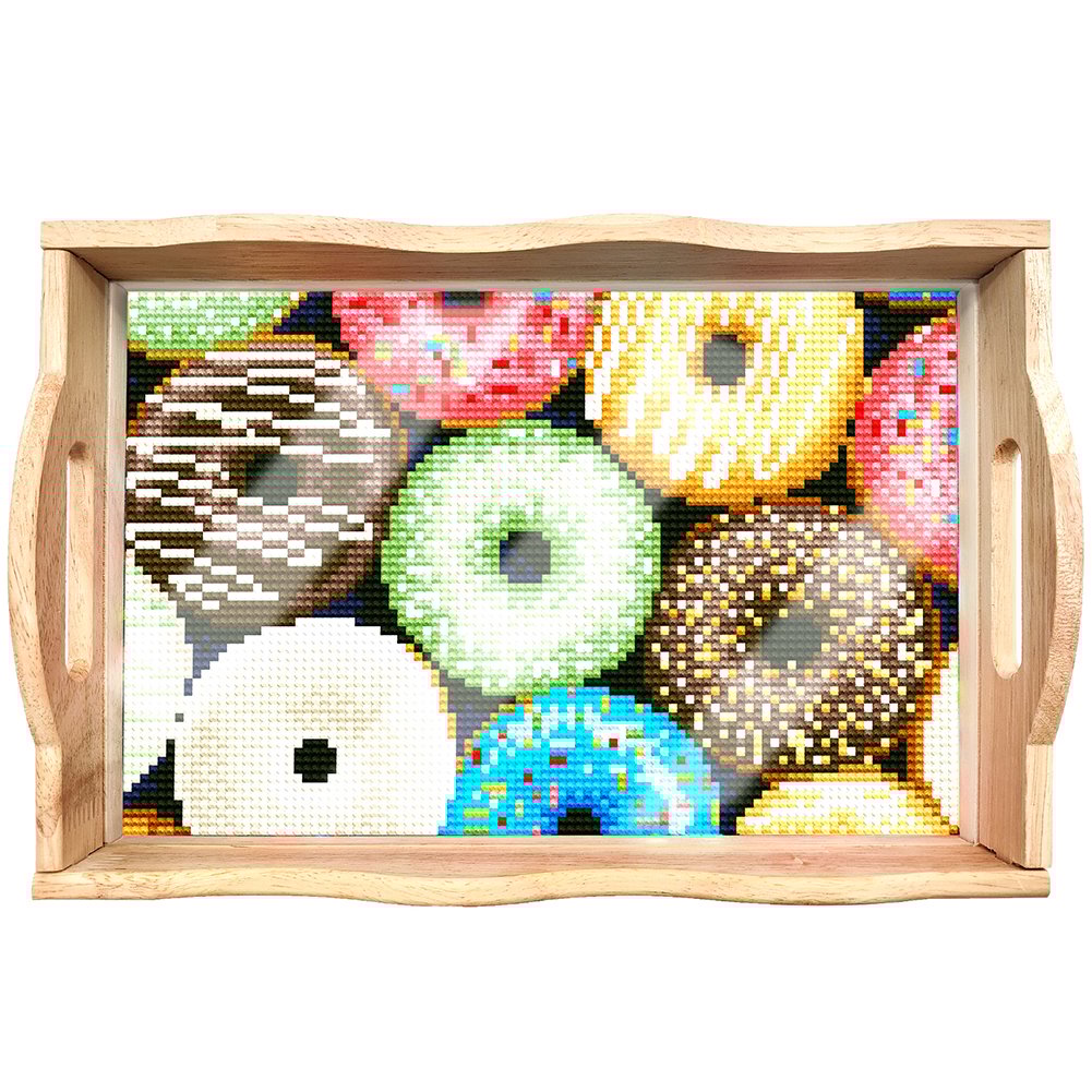 Skorter | DIY Diamond Painting Wooden Tray Food Tray with Handle Living Room Decoration Mandala Wooden Tray Kit