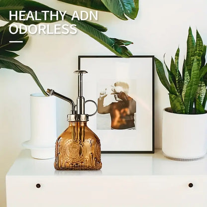 Skorter | Embossed glass bottle with metal nozzle – Plant sprayer for flower watering in vintage design