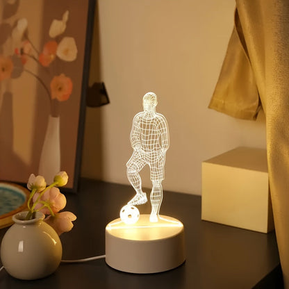 Skorter | SportGlow - 3D Football Player Illusion LED Table Lamp with Acrylic Dome