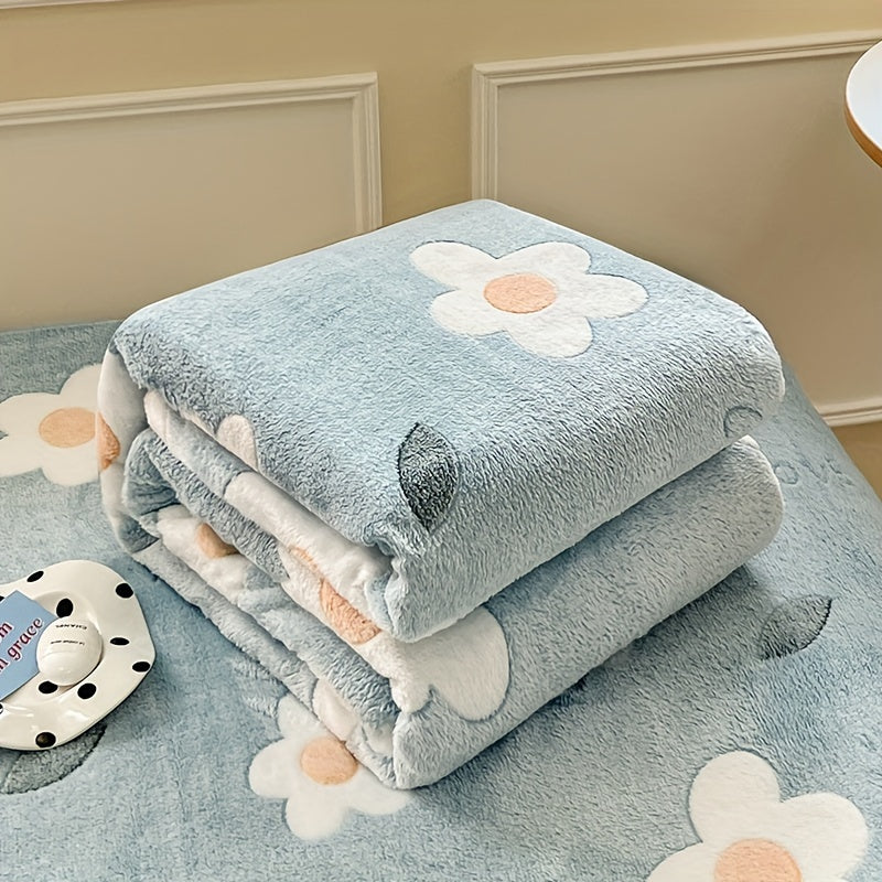 Skorter | Floral Flannel Te blanket - Soft, warm and stain-resistant for sofa, office and camping - Versatile gift