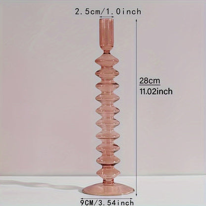 Skorter | 1pc Creative and Minimalist Glass Candle Holder Set - Lacquered Glass Vase Table Decoration for Living Room, Dining Table and Romantic Dinner