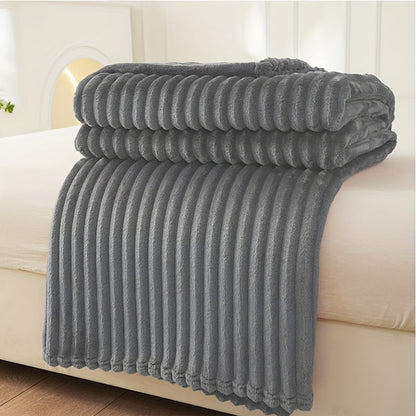 Skorter | Thick Striped Plush Rug - Soft and Skin-Friendly Sofa Blanket, Multifunctional Nap Rug