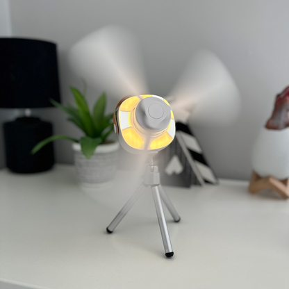 Skorter | Mini portable ceiling fan with LED light & remote control – 4 speeds, USB rechargeable