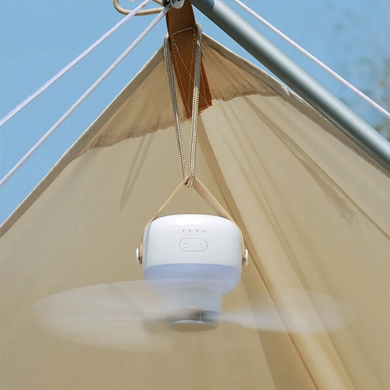 Skorter | Mini portable ceiling fan with LED light & remote control – 4 speeds, USB rechargeable