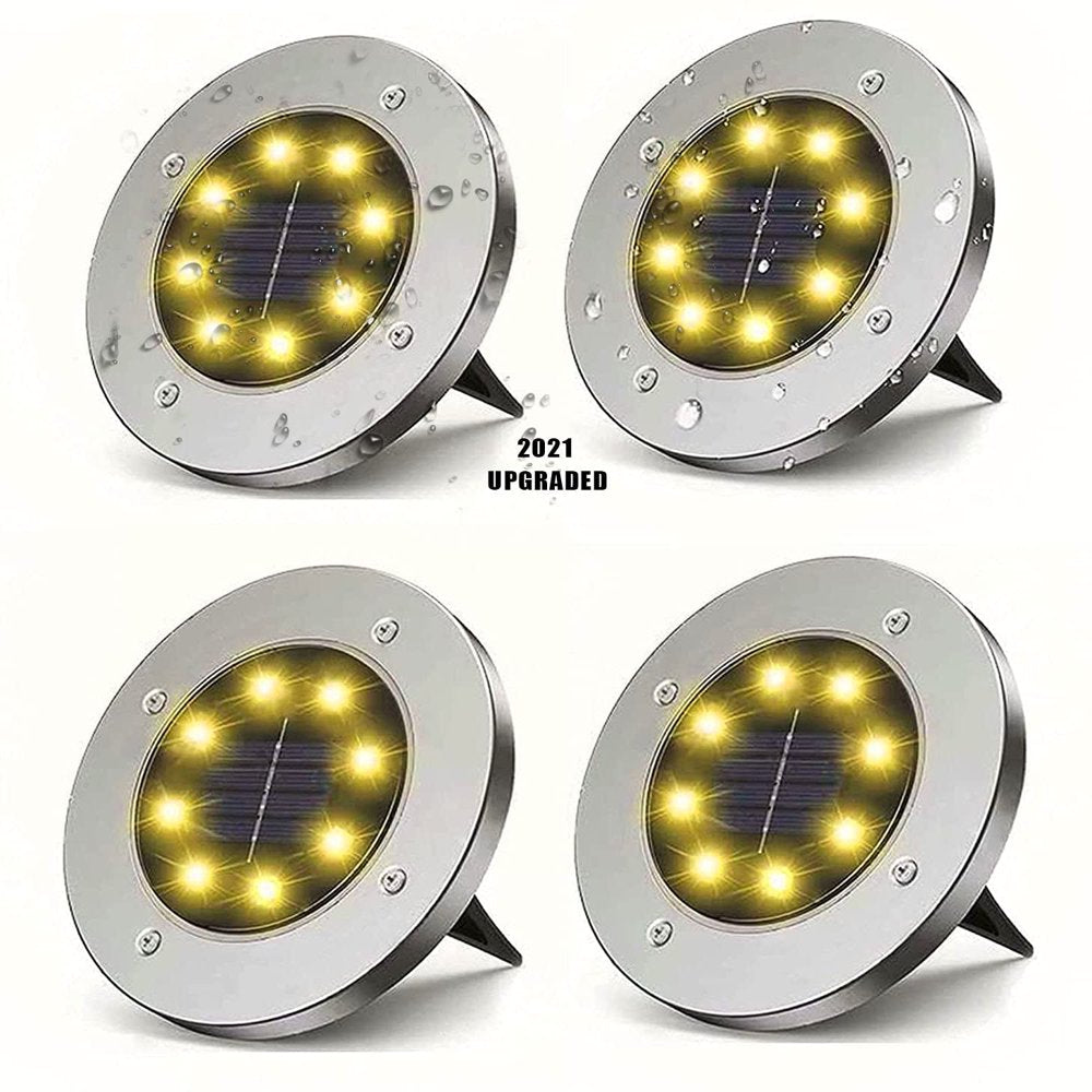 Skørter | 4 Pack Solar Lights 8 LED Solar Lights Outdoor Solar-Powered Garden Lights Waterproof Recessed Lights for Patio Path Garden Lawn Courtyard Driveway Patio Walkway