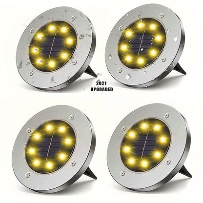 Skørter | 4 Pack Solar Lights 8 LED Solar Lights Outdoor Solar-Powered Garden Lights Waterproof Recessed Lights for Patio Path Garden Lawn Courtyard Driveway Patio Walkway