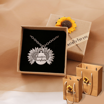 Skorter | "You Are My Sunshine" Sunflower Necklace(Double-sided engraving)
